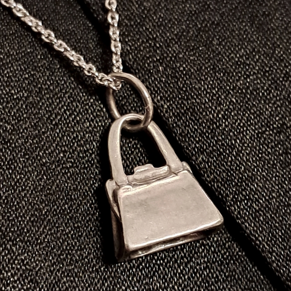 Antique Sterling Silver Handbag Pendant Necklace - Picture 1 of 5